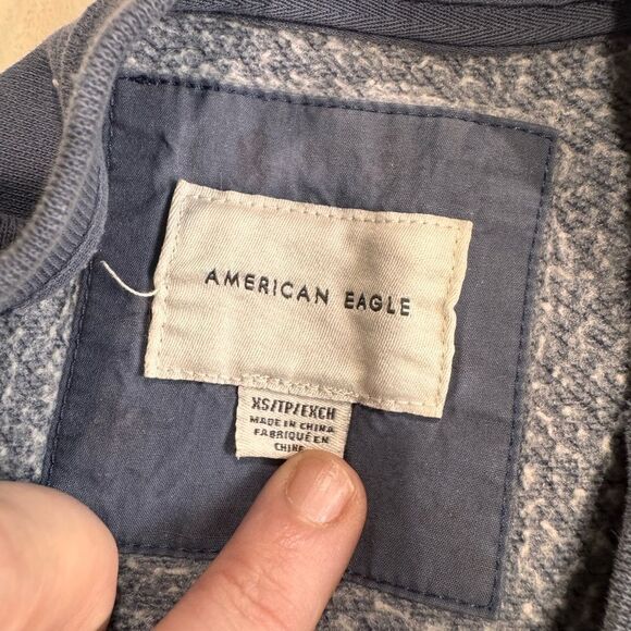 American Eagle Outfitters 1977 XSLogo Varsity Sweatshirt Muted Blue - Picture 2 of 3